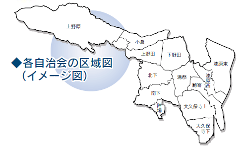 各自治会の区域図(イメージ図)